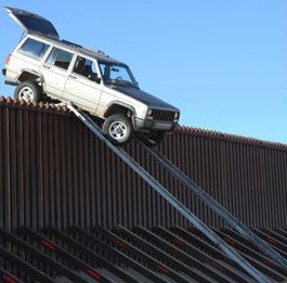 Drug smugglers attempted to drive this SUV over the border on ramps