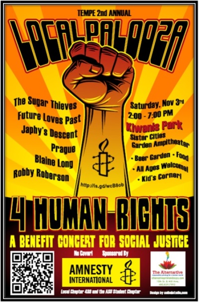 Amnesty International Concert Nov 3, 2012 -  2-7 p.m. in Tempe, Arizona